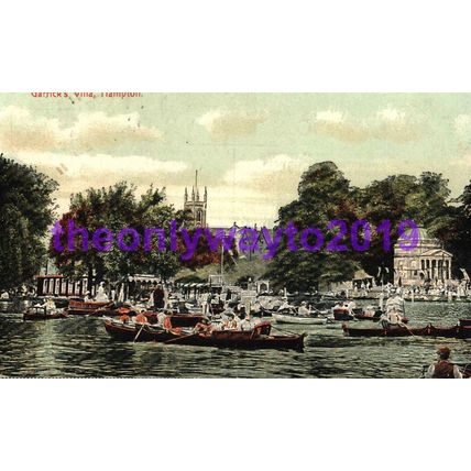 Garricks Villa, Hampton, Surrey, Postcard 1906