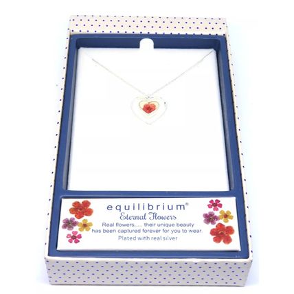Pink Pressed Flowers Pendant Heart Shaped Pendant on a Necklace Festive Gift