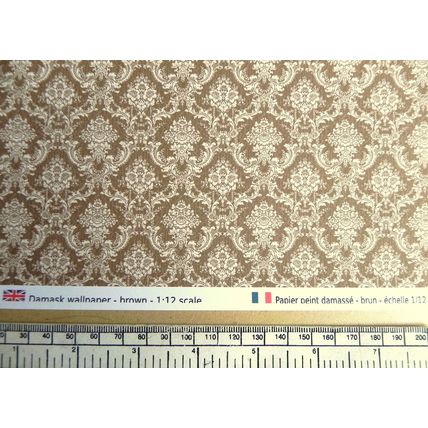 Papier peint – damassé brun – échelle 1/12 – feuille A4 (297 x 210mm)