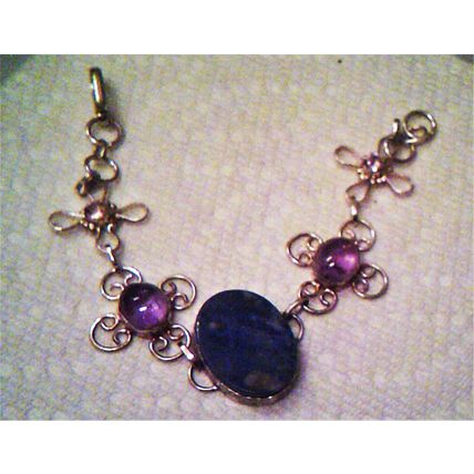Bracelet Sodalite oval with light amethyst NEW