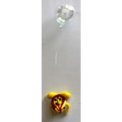 Vintage, ( 1970's) Hand Made, Art Glass Floating Yellow & Red Frog