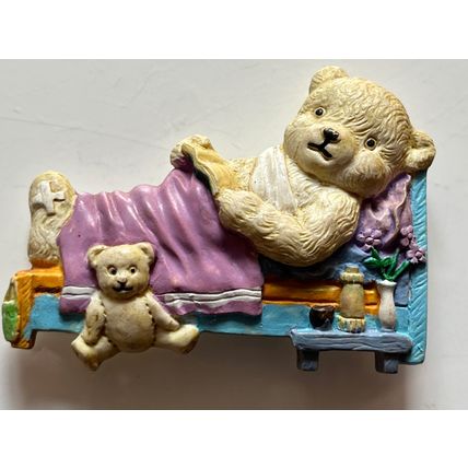 FRIDGE MAGNET - BEAR RECOVERING IN BED