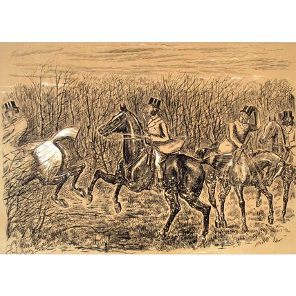 FENCE OUT OF THE WOOD 1886 George Finch Mason - Horses VICTORIAN PRINT #2