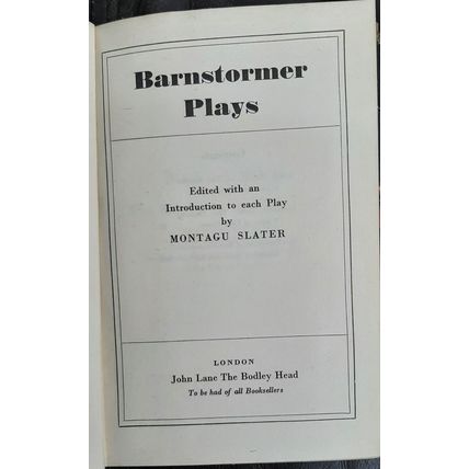 Barnstormer Plays Montagu Slater