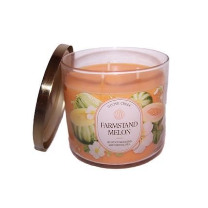 Farmstand Melon Candle Goose Creek 14.5oz Scented Large 3 Wick