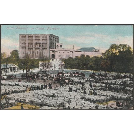 Cattle Market and Castle, Norwich, Norfolk, c.1905 - Valentine's Postcard