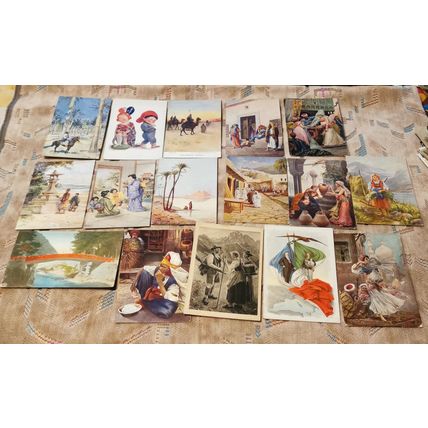 POSTCARD COLLECTION 16 GREETINGS ETHNIC ART