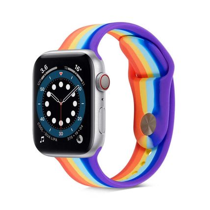 Rainbow Silicone Strap Watchband For Apple Watch Series, 7 45mm / 6 & SE & 5 & 4