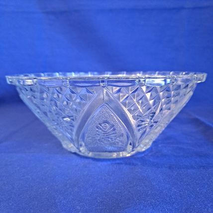 FIRNA Indonesia GLASS BOWL Candy Dish Nut Box Hearts Roses 7"