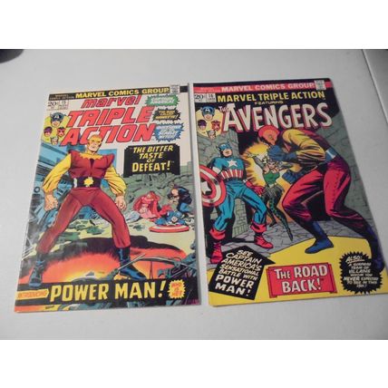 AVENGERS! MARVEL TRIPLE ACTION ISSUES 15 & 16, Marvel Comics, 1973-1974! $15.00