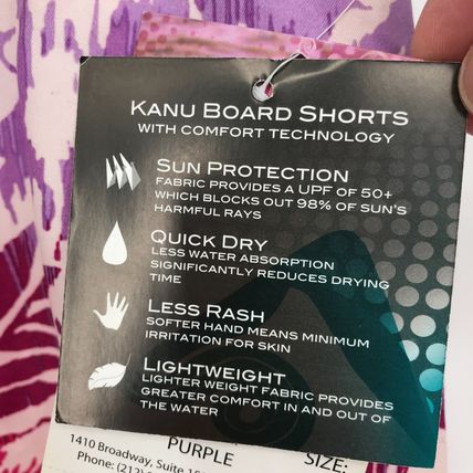 Kanu Surf Women oceanside Hawaiian print purple water swim shorts size 14