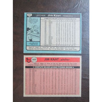 Two (2) Jim Kaat Baseball Cards - See Pictures and Description Below