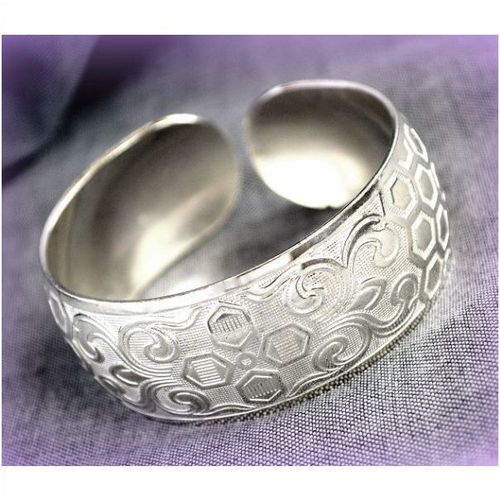 Tibetan Silver Hill Tribe Carved Relief Bracelet Bangle Jewellery 907