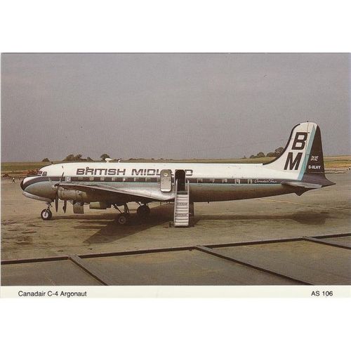 British Midland Canadair C4 Argonaut Aircraft Postcard (A11837)