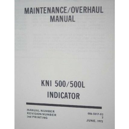 Bendix King KNI-500/500L Indicator Maintenance/overhaul Manual KNI500