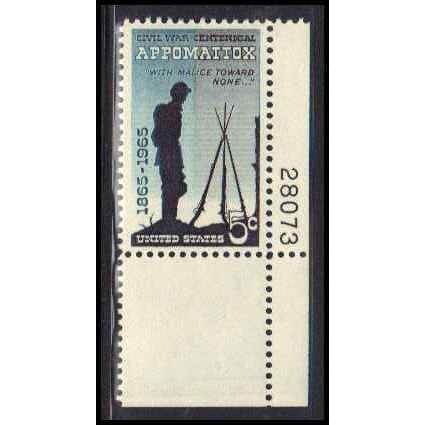 1182 5c Appomattox Fine MNH P#S LR 28073 ZA3012