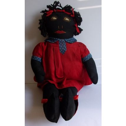 VINTAGE BLACK AMERICANA DOLL with RED DRESS