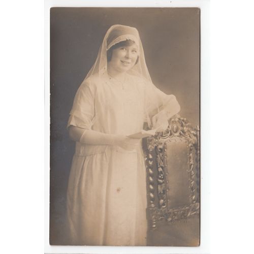 Lady in Wedding Dress Studio Postcard FB23