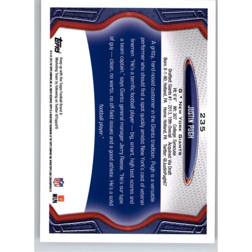 2013 Topps Football Justin Pugh-Rookie