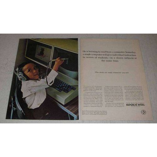 1967 Republic Steel Ad - Learning to Read From Computer