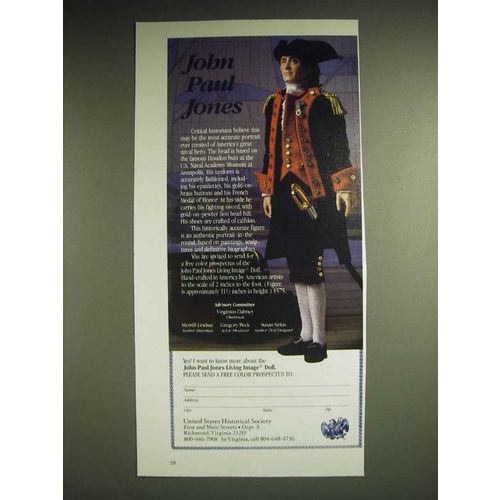 1985 United States Historical Society John Paul Jones Living Image Doll Ad