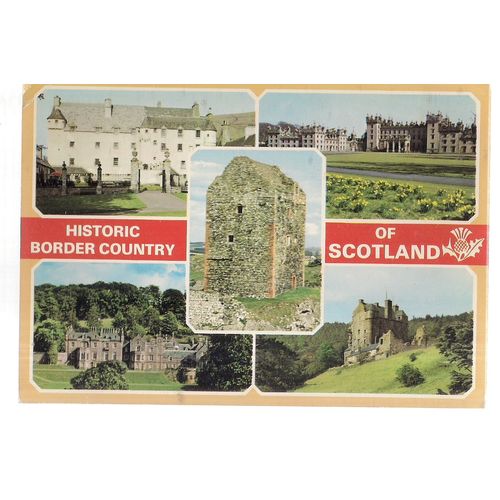 HISTORIC BORDER COUNTRY OF SCOTLAND. vintage unused postcard by Dennis & Sons =