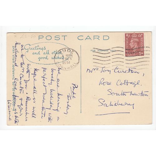 Compass Point Breakwater and Bathing Pool Bude 1951 Postcard Cornwall 82008