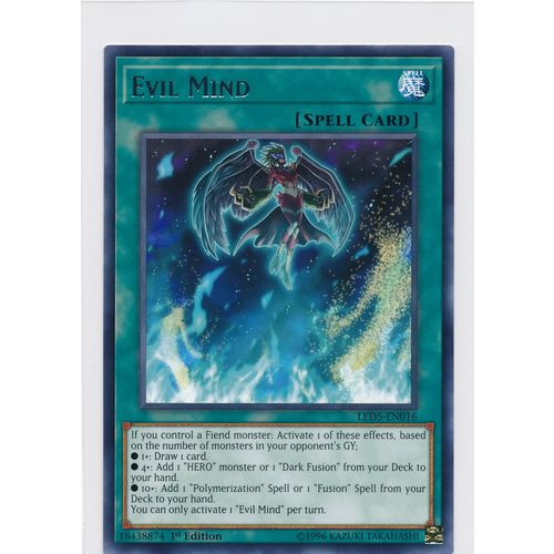 YuGiOh Immortal Destiny LED5-EN016 Evil Mind 1st Edition