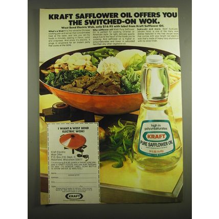 1973 Kraft Safflower Oil Ad - Kraft Safflower Oil offers you the switched-on wok