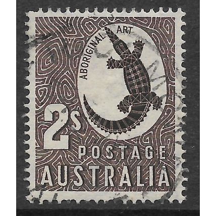 AUSTRALIA 1956 2s CHOCOLATE ABORIGINAL ART SG 224 FINE USED
