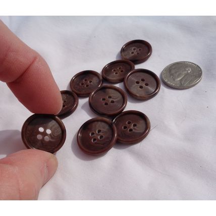 AAA 9 Dark Brown Buttons 20mm 3/4 Inch 4 Hole Resin Swirl