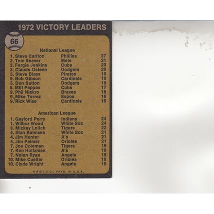 STEVE CARLTON, GAYLORD PERRY & WILBUR WOOD AUTO 1972 PITCHING 1972 VICTORY LDRS