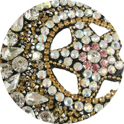 Sew On Moon & Star Patch Rhinestone Badge Applique 7CM X 7CM Bright Sparkly P335