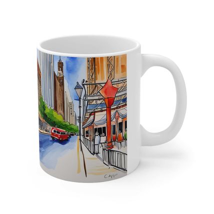 At the Cafe Chicago Magnificent Mile #22 Mug Ceramic Coffee Mug 11oz