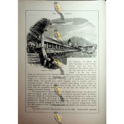 Bridge At Lucerne, Switzerland, Book Illustration (Print), c1890