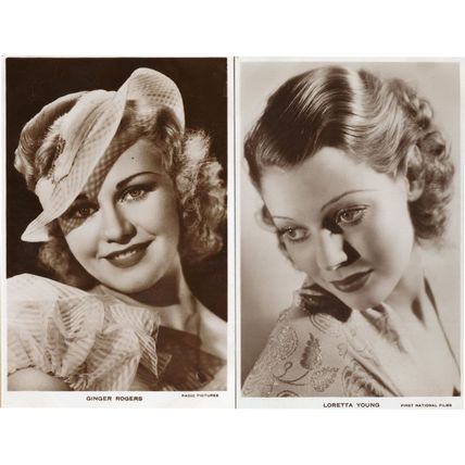 Great Garbo Loretta Young 2x Hollywood Film Postcard s