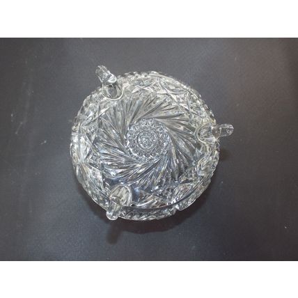 Crystal Glass Industries 24% Lead Crystal 3 Footed Pinwheel Bowl West Germany