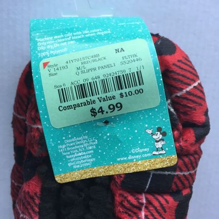NEW Disney Toddler Mickey Holiday Plaid Fuzzy Babba Slipper Socks - Size 3T-4T