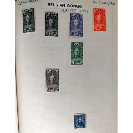 Belgian Congo 1928 Stanley mint issues to 60 cents plus 1887 Leopold used stamp