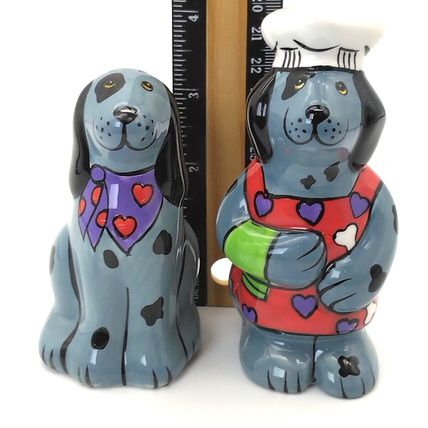 Dogzilla Salt & Pepper Shakers Chef Dogs By Candace Reiter Designs