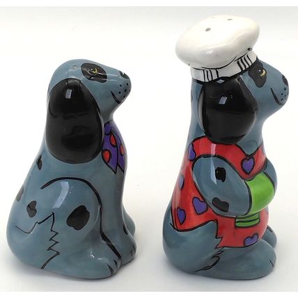 Dogzilla Salt & Pepper Shakers Chef Dogs By Candace Reiter Designs