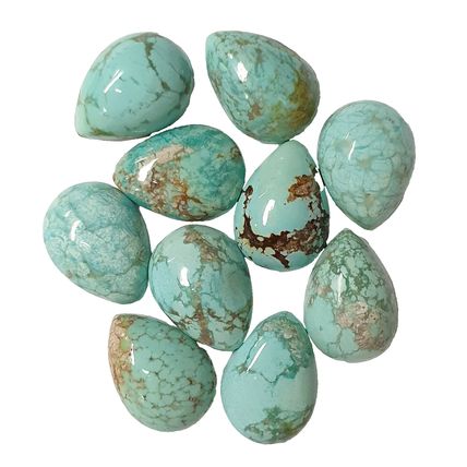 53554 - 10 Tear Drop Shaped "TurqOZ" Very Rare Natural Australian Turquoise 11x8