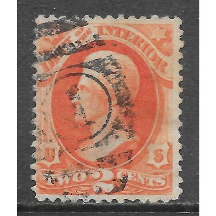 USA 1873 BANK NOTE ISSUE DEPARTMENT INTERIOR 2c USED