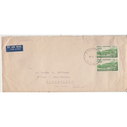 AUSTRALIA cover Postmarked Emerald, Queensland., 2 x 2/. stamps -to USA