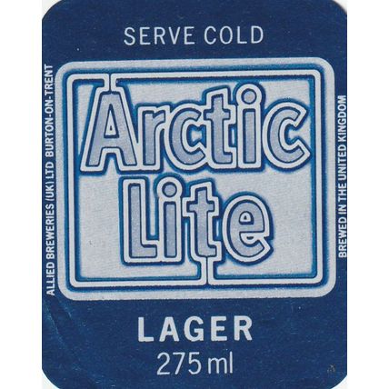 BEER BOTTLE LABEL - ALLIED BREWERIES - ARTIC LITE LAGER (A)