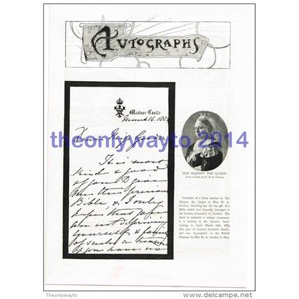 Facsimile Letter, Queen Victoria to Wife of Gen Gordon, Book Illustration c1895