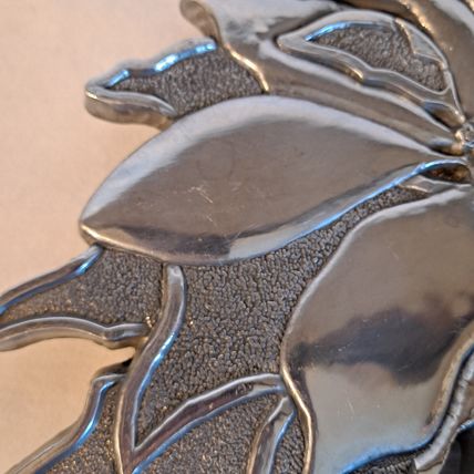 1984 TELEFLORA Cast Aluminum Hot Plate POINSETTIA TRIVET Christmas Flower Metal