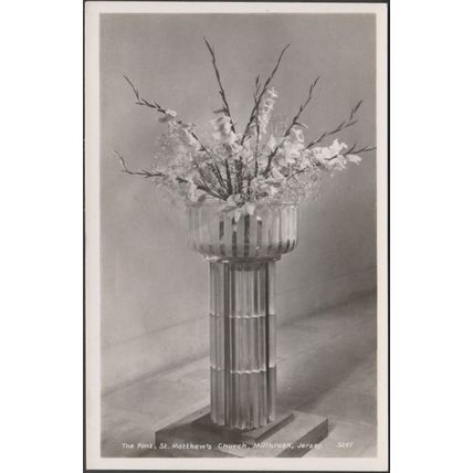 The Font, St Matthew's Church, Millbrook, Jersey, c1950s - RA Series RP Postcard