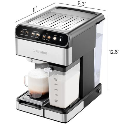 Chefman Cafémaster Pro Espresso Machine, Brew Single or Double Shots, Coffee Mak