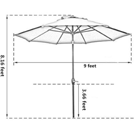 Sunnyglade 9' Patio Umbrella Outdoor Table Umbrella with 8 Sturdy Ribs (Tan)